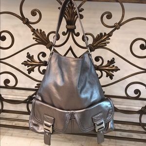 🔴STUNNING MICHAEL KORS GUNMETAL METALLIC HANDBAG